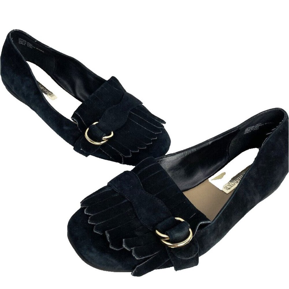 Audrey Brooke Gayle Women Flat Buckle Leather Shoes Loafer 9.5 Black  Career